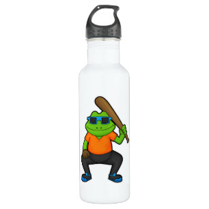 Frog at Baseball with Baseball bat & Sunglasses 710 Ml Water Bottle