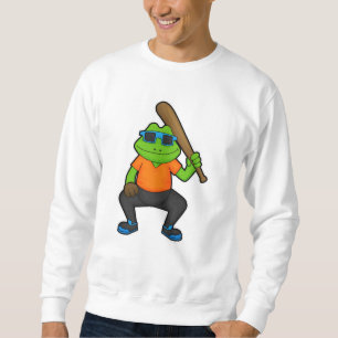 Frog at Baseball with Baseball bat & Sunglasses Sweatshirt