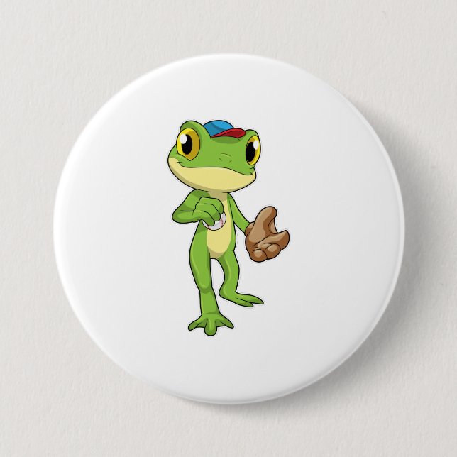 Frog at Baseball with Baseball glove 7.5 Cm Round Badge (Front)