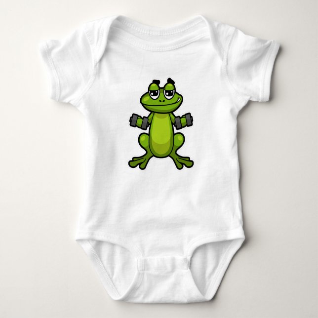 Frog at Biceps training with Dumbbells Baby Bodysuit (Front)
