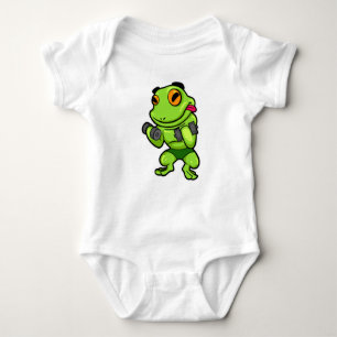 Frog at Biceps training with Dumbbells Baby Bodysuit