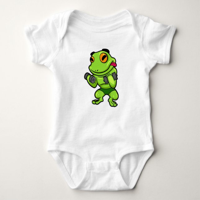 Frog at Biceps training with Dumbbells Baby Bodysuit (Front)