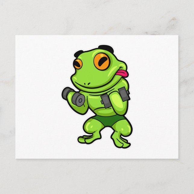 Frog at Biceps training with Dumbbells Postcard (Front)