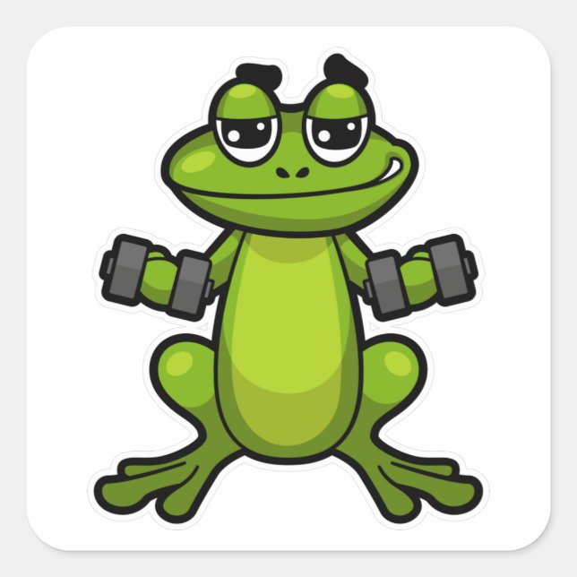 Frog at Biceps training with Dumbbells Square Sticker (Front)