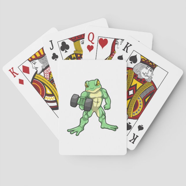 Frog at Bodybuilding with Dumbbell Playing Cards (Back)