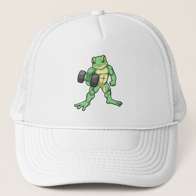 Frog at Bodybuilding with Dumbbell Trucker Hat (Front)