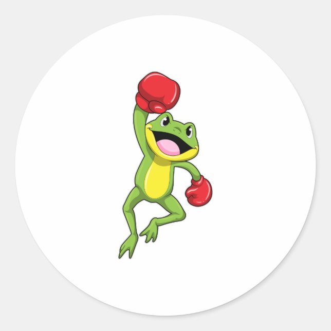 Frog at Boxing with Boxing gloves Classic Round Sticker (Front)