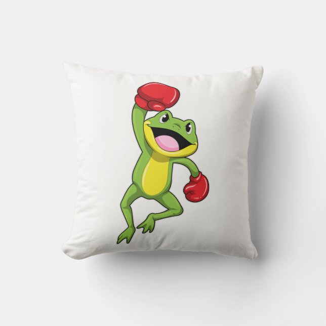 Frog at Boxing with Boxing gloves Cushion (Front)
