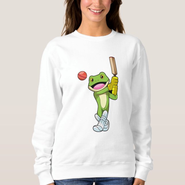 Frog at Cricket with Cricket bat Sweatshirt (Front)