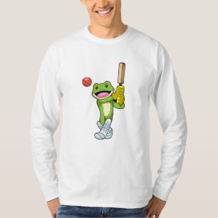 Frog at Cricket with Cricket bat T-Shirt