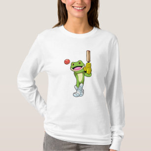 Frog at Cricket with Cricket bat T-Shirt