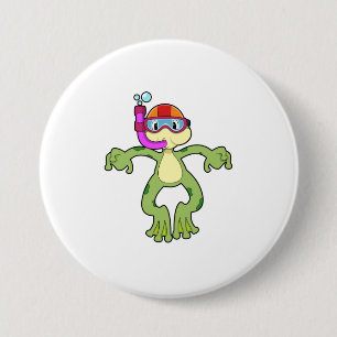 Frog at Diving with Snorkel 7.5 Cm Round Badge