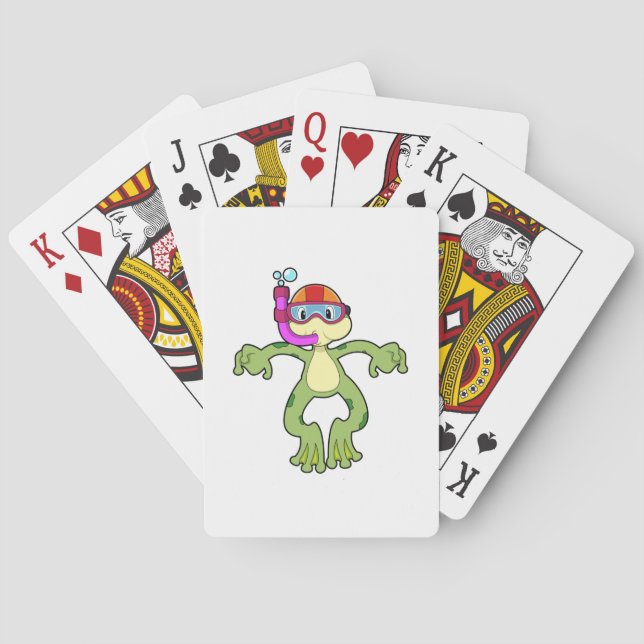 Frog at Diving with Snorkel Playing Cards (Back)