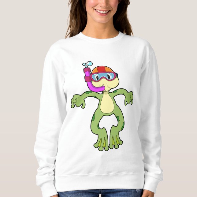 Frog at Diving with Snorkel Sweatshirt (Front)