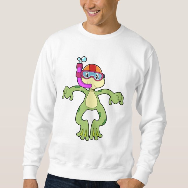 Frog at Diving with Snorkel Sweatshirt (Front)