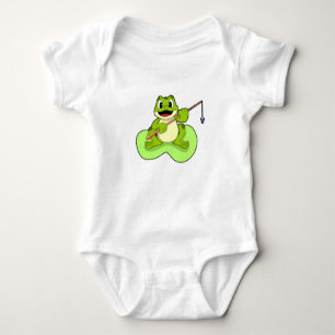 Frog at Fishing with Fishing rod Baby Bodysuit