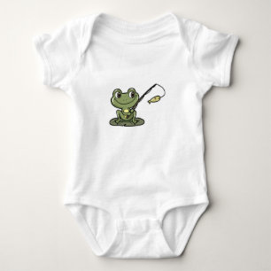 Frog at Fishing with Fishing rod Baby Bodysuit