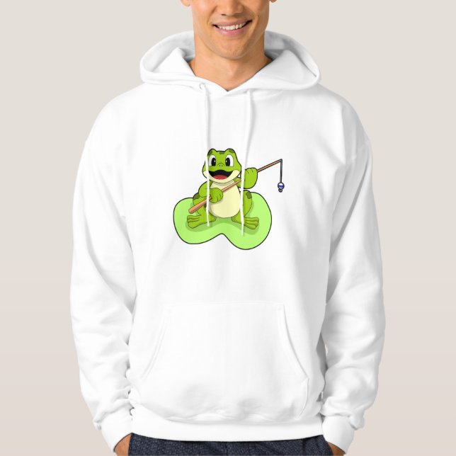 Frog at Fishing with Fishing rod Hoodie (Front)