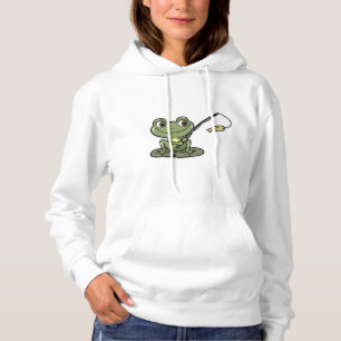 Frog at Fishing with Fishing rod Hoodie