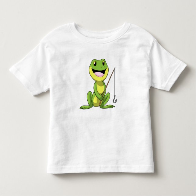 Frog at Fishing with Fishing rod Toddler T-Shirt (Front)