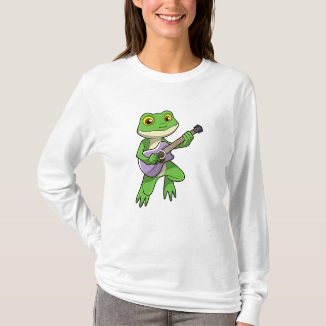 Frog at Music with Guitar T-Shirt (Front)