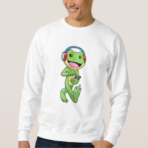 Frog at Music with Headphone Sweatshirt