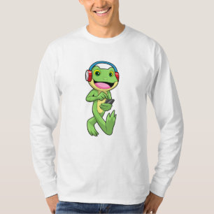 Frog at Music with Headphone T-Shirt
