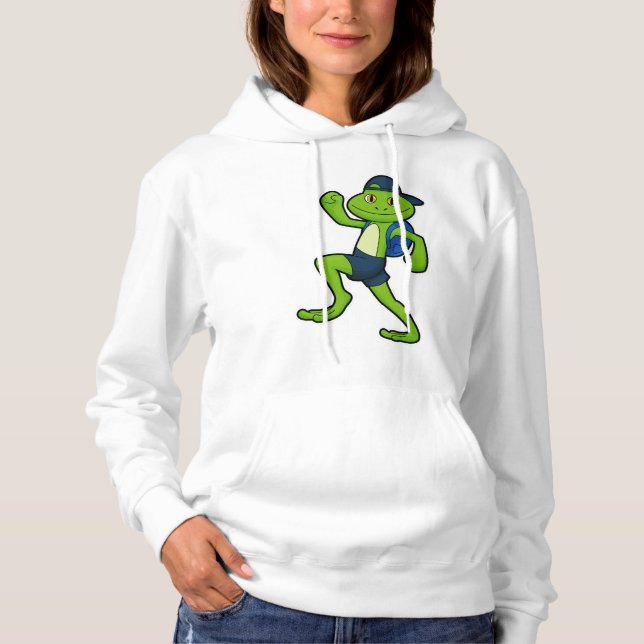 Frog at Running with Backpack & Hat Hoodie (Front)