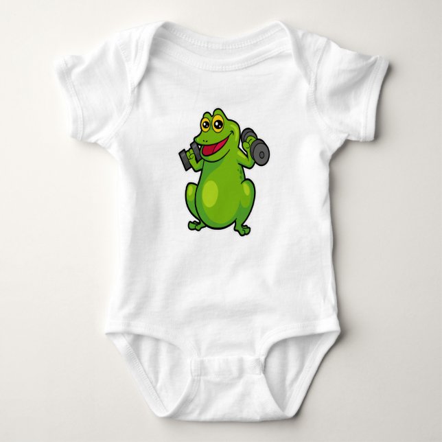 Frog at shoulder training with Dumbbells Baby Bodysuit (Front)