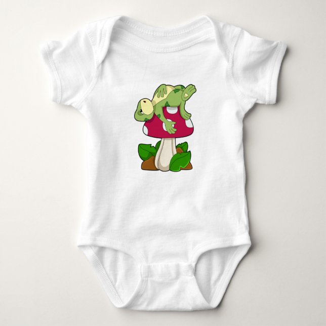 Frog at Sleeping with Mushroom Baby Bodysuit (Front)