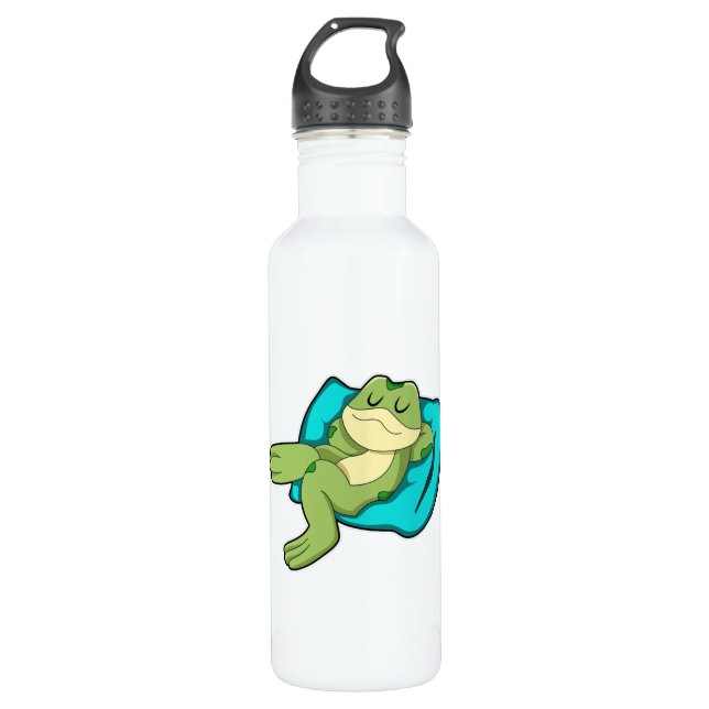 Frog at Sleeping with Pillow 710 Ml Water Bottle (Front)