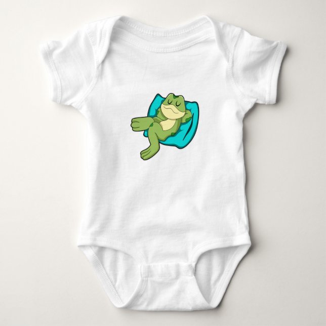 Frog at Sleeping with Pillow Baby Bodysuit (Front)