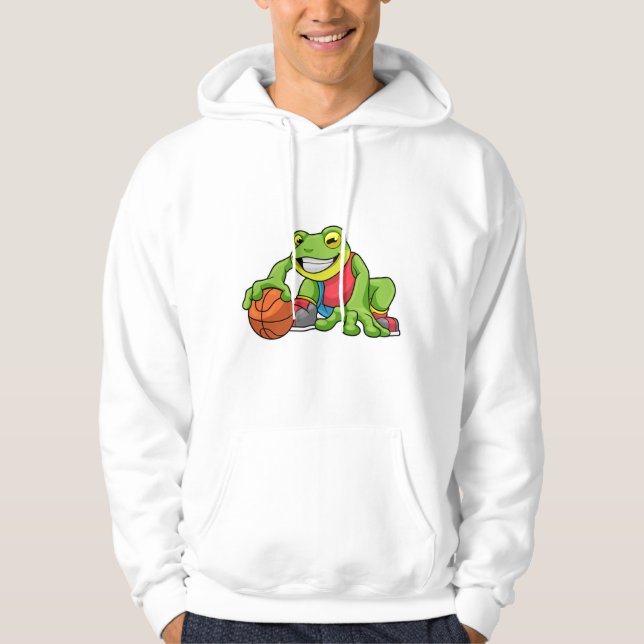 Frog at Sports with Basketball Hoodie (Front)