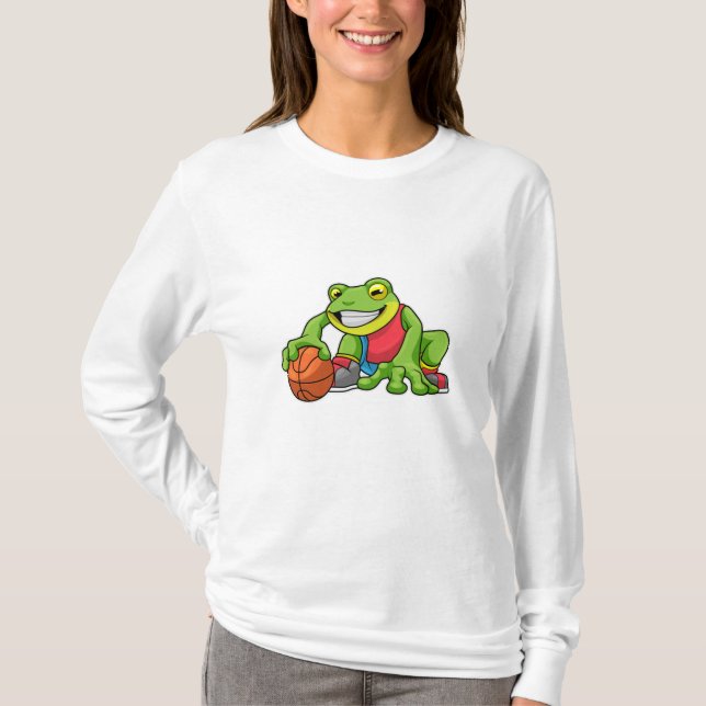 Frog at Sports with Basketball T-Shirt (Front)