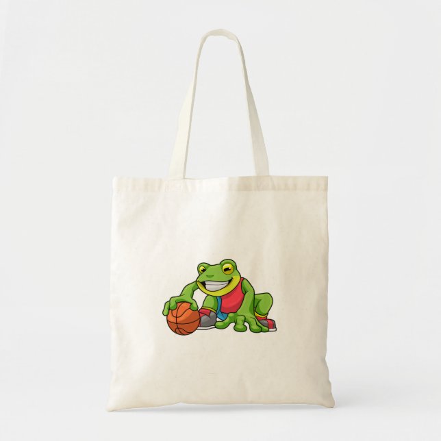 Frog at Sports with Basketball Tote Bag (Front)
