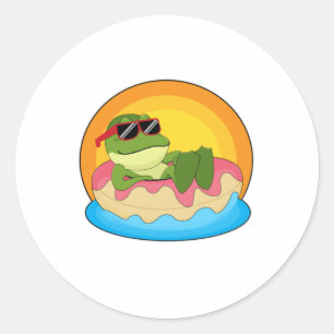 Frog at Swimming with Sunglasses Classic Round Sticker