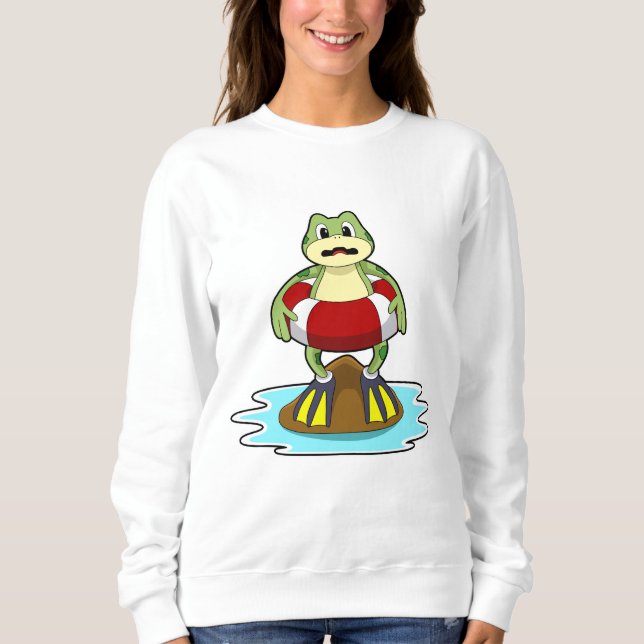 Frog at Swimming with Swim ring Sweatshirt (Front)