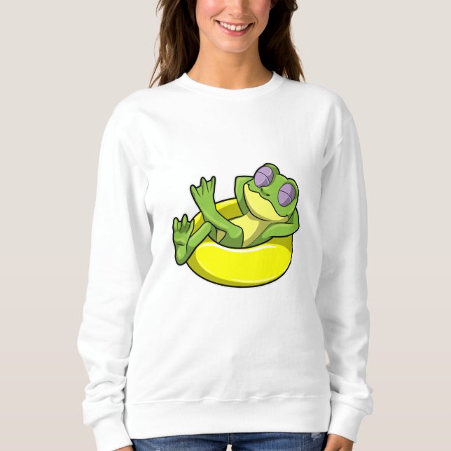 Frog at Swimming with Swim ring Sweatshirt (Front)