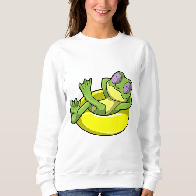 Frog at Swimming with Swim ring Sweatshirt (Front)