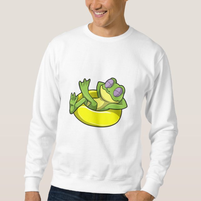 Frog at Swimming with Swim ring Sweatshirt (Front)
