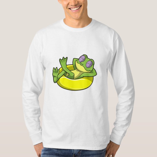 Frog at Swimming with Swim ring T-Shirt (Front)