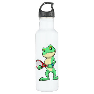 Frog at Tennis with Tennis racket 710 Ml Water Bottle
