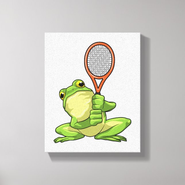 Frog at Tennis with Tennis racket Canvas Print (Front)