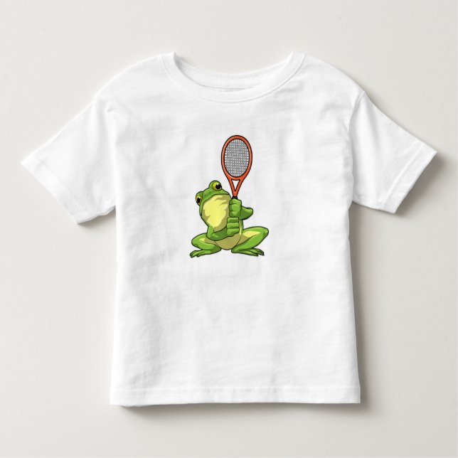 Frog at Tennis with Tennis racket Toddler T-Shirt (Front)