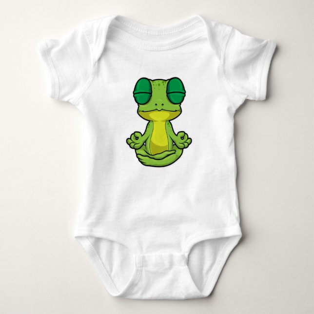 Frog at Yoga in Cross-legged Baby Bodysuit (Front)