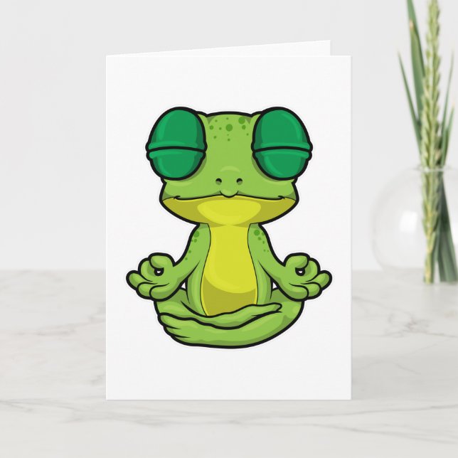 Frog at Yoga in Cross-legged Card (Front)