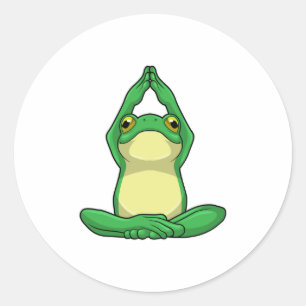 Frog at Yoga in Cross legged Classic Round Sticker