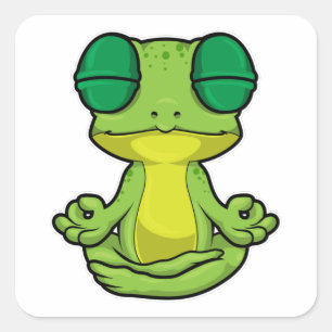 Frog at Yoga in Cross-legged Square Sticker