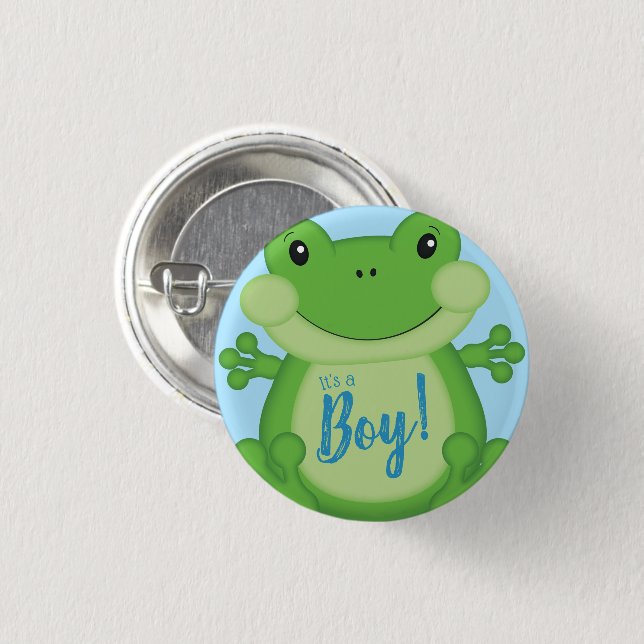 Frog Baby Shower Blue 3 Cm Round Badge (Front & Back)