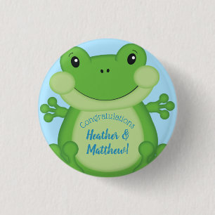 Frog Baby Shower Blue 3 Cm Round Badge